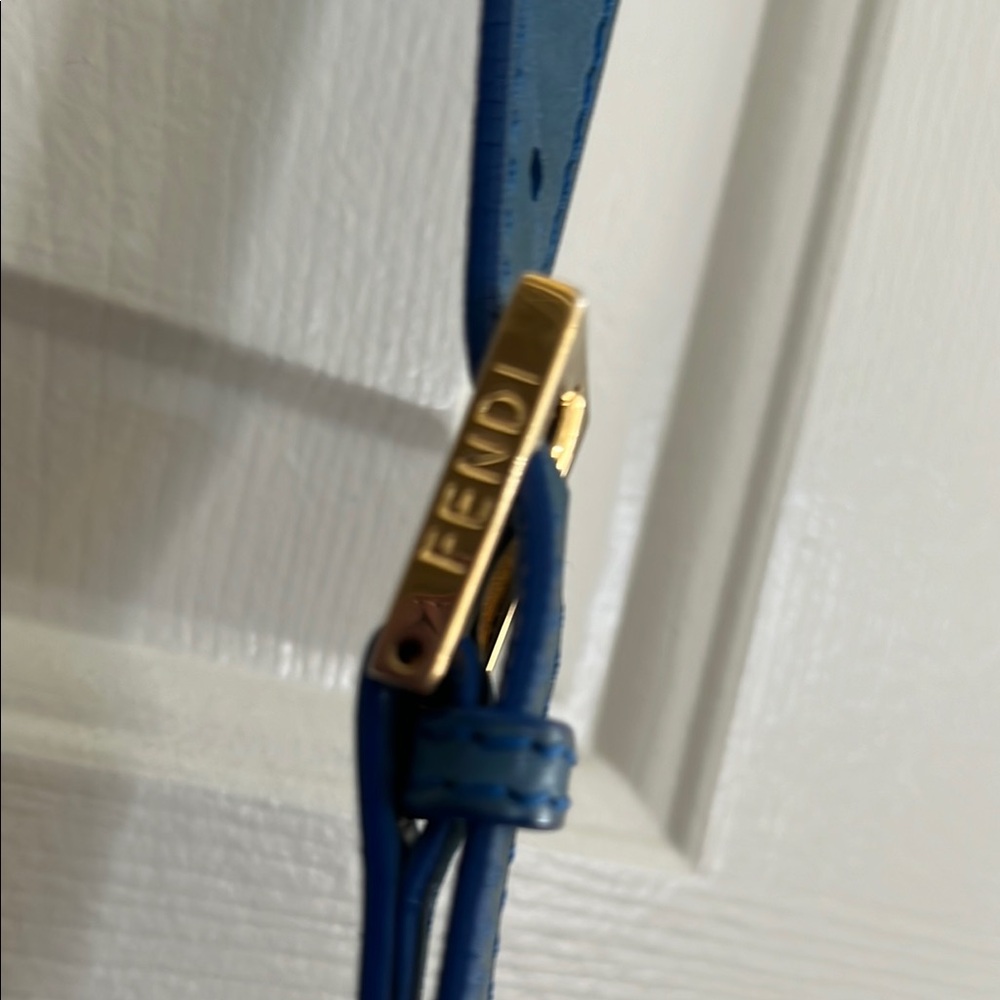 Fendi Vitello Savana Forever Blue Leather Crossbody Bag authentic - Picture 6 of 16